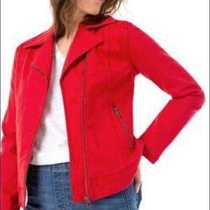 Max Jeans Red Tencel Moto Jacket